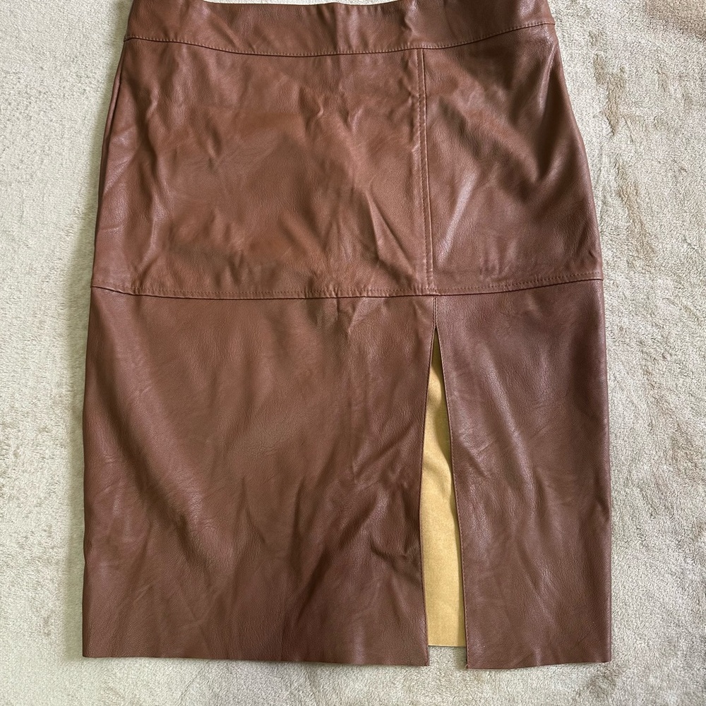 Boohoo Brown Knee-Length Pencil Skirt with Slit